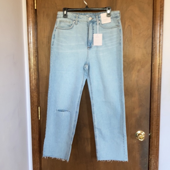 Relist7/6❌ LC Lauren Conrad super high rise Crop raw hem distressed w Slit hole - Picture 7 of 17